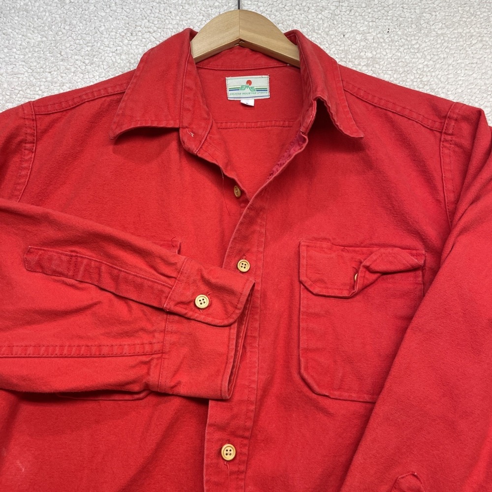 EMS Button Down Shirt Mens L Red Eastern Mountain Sports Chamois Flannel Outdoor